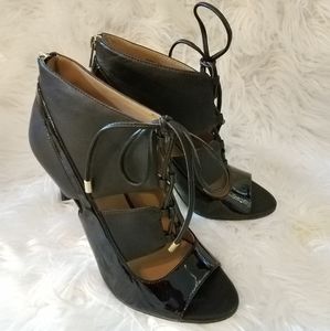 Calvin Klein Narea Patent Leather Peep Toe Heels